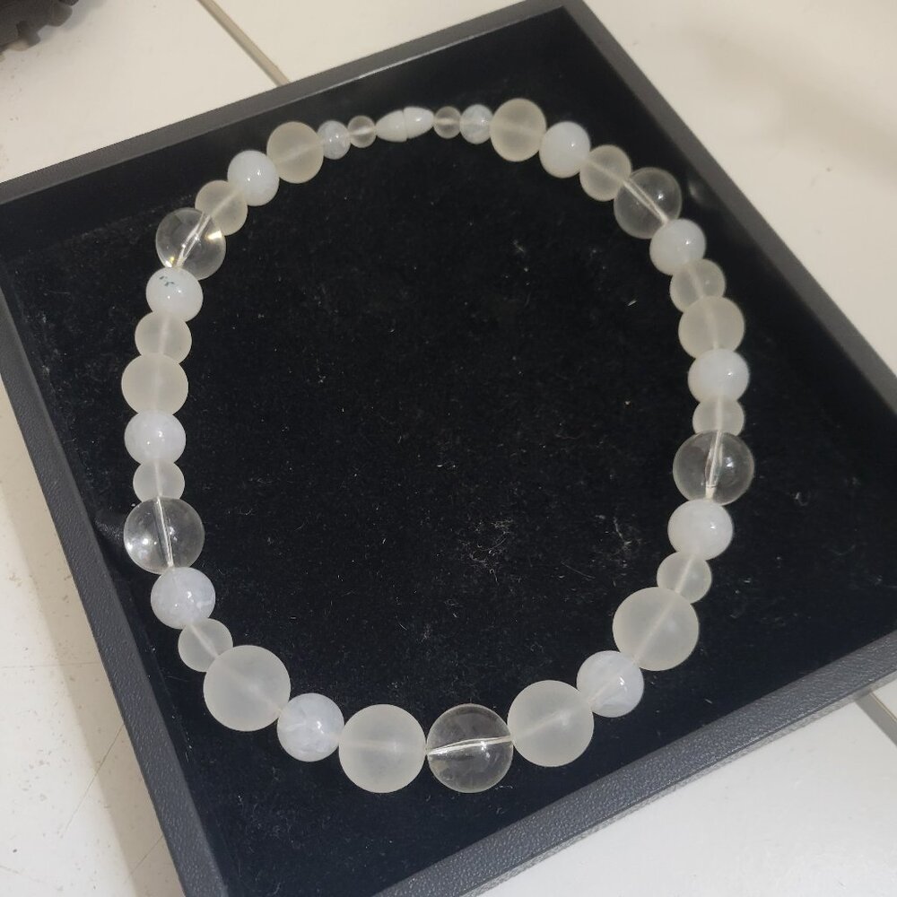 Pretty Vintage Frosted Crystal Ball Necklace
